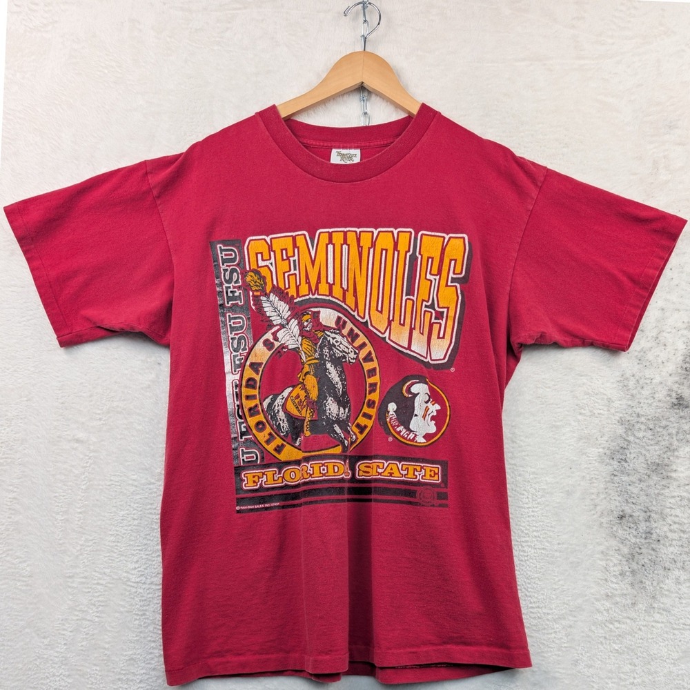 VTG Tennessee River FSU Seminoles T-Shirt Mens XL Red NCAA Single Stitch USA 90s